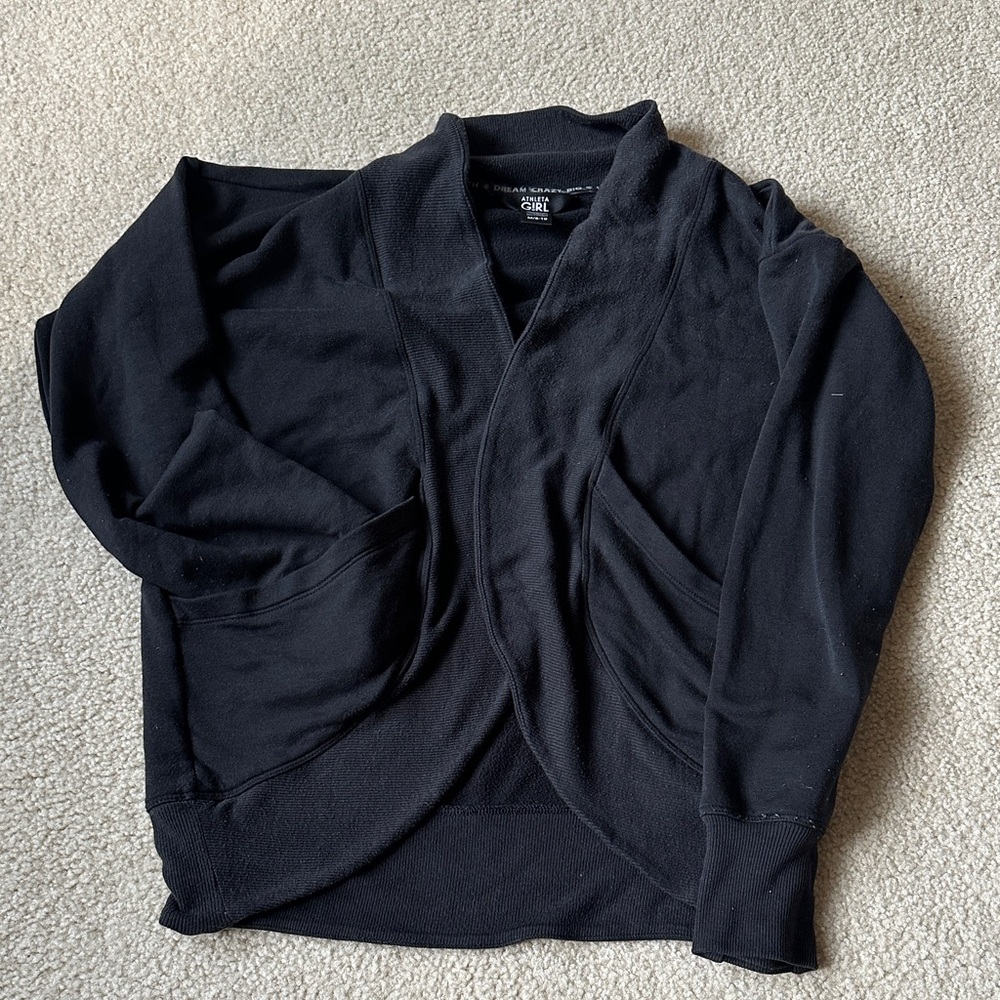 Athleta Kids Black Open-Front Sweater